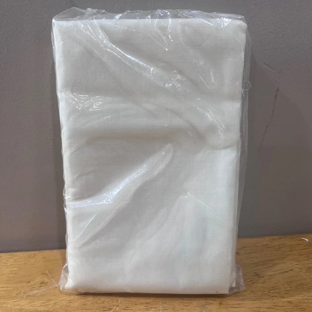 Vtg Restful No Iron Muslin White Bolster Pillowcase Set 2pk 42x46 Irregulars NIP